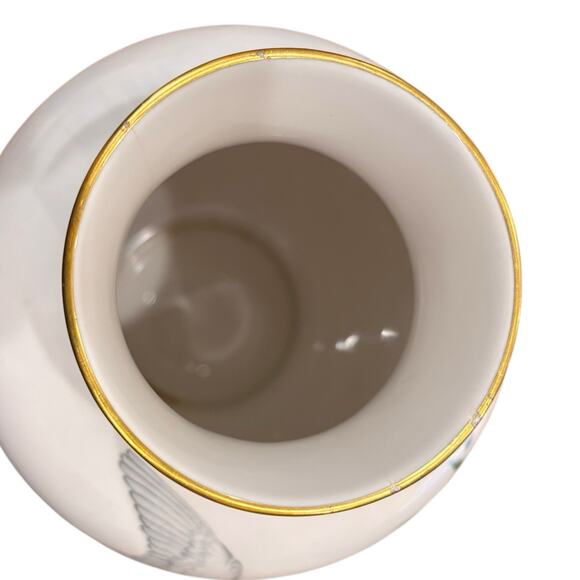 Vintage Handcrafted Edward Marshall Boehm Tranquility Vase Doves Floral Gold Rim - Picture 10 of 11